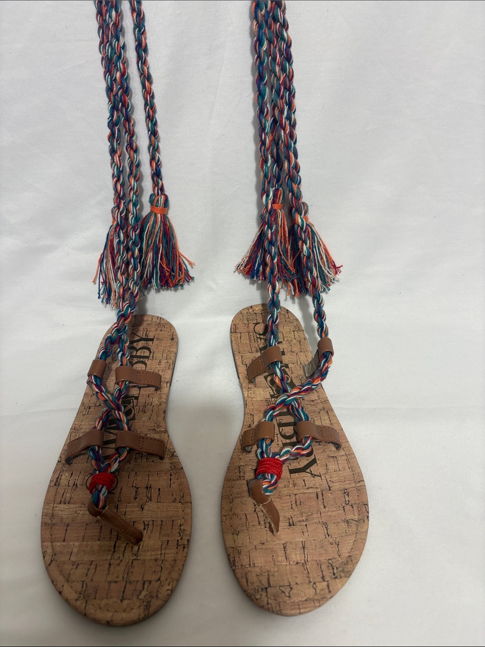 Sam & Libby Multicolor Braided Gladiator Style Sandals with Brown Accents
